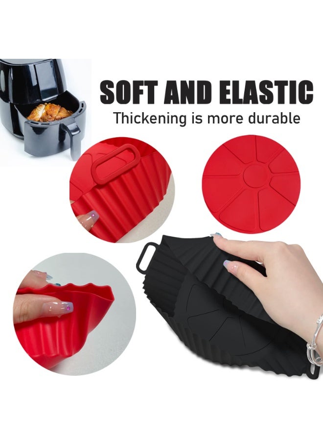 هومستر 2 قطعة من بطانة السيليكون المستديرة لفرن التسخين بالهواء، وعاء سيليكون قابل لإعادة الاستخدام للخبز، وعاء خبز سيليكون غير لاصق قابل للإرفاق لفرن التسخين بالهواء/الفرن/الميكروويف، بديلًا لورق الباستا، أحمر/أسود، 20 × 5 سم - Image 5